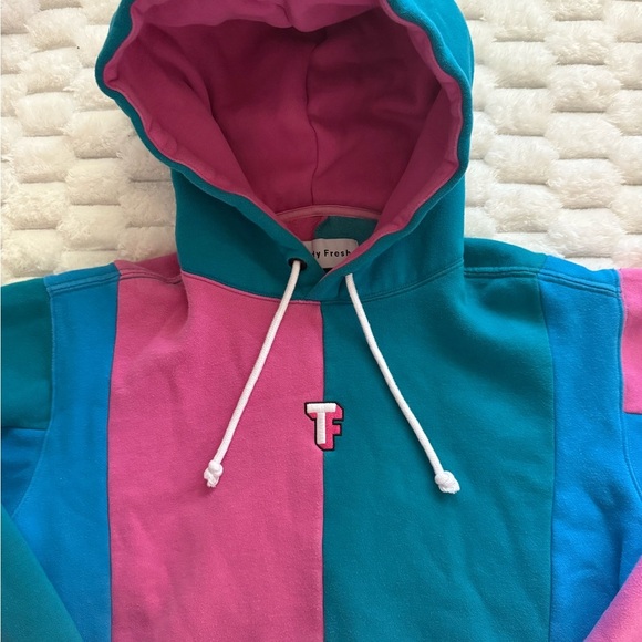 Teddy Fresh OG Colorblock Hoodie Size Small Pink Teal Blue Retro Y2K Rare - Picture 2 of 6
